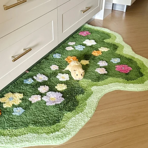 70*140CM Thickened Turfed Carpet Absorbent Room Rug Embroidery Turfing Bedside Absorbent Floor Mats Bathroom Mats