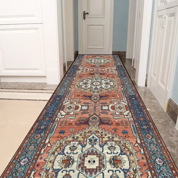 VIKAMA Persian Style Living Room Hall Rug Long Hallway Corridor Rug Staircase Decorative Rug Kitchen Floor Mats Home Decoration