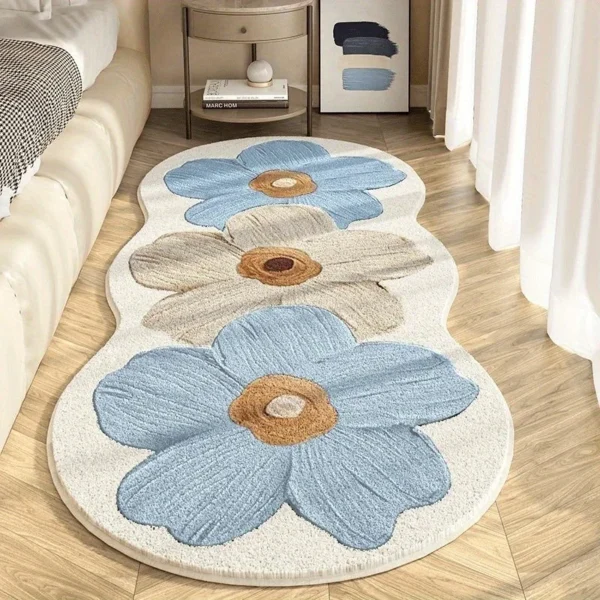 Custom Floral Rectangular Carpet - Soft & Minimalist Design