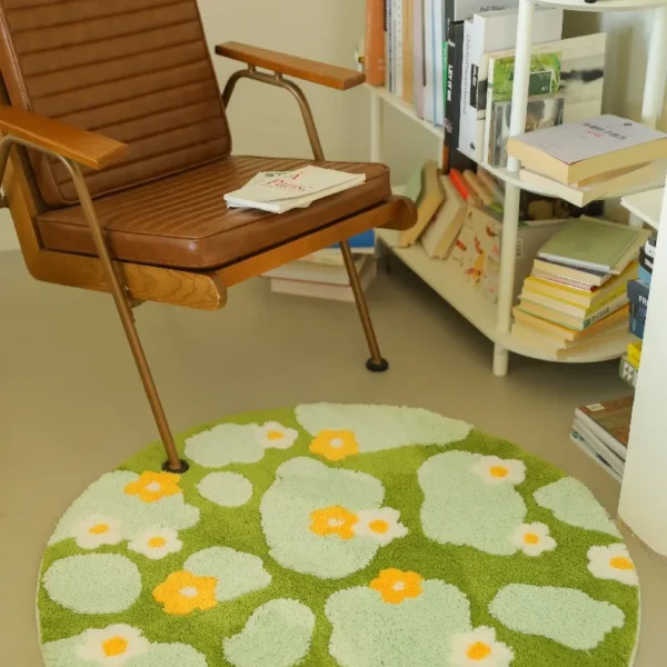 Big Size Flocking Bathroom Mat Bedroom Tufted Living Room Carpet Woven Moss Round Rug Living Room Rugs Big Size aesthetic room