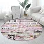 Pink Floral Perfume Round Carpet Fashion Magazine Black and White Stripe Home Rugs Living Room Decor Girls Bedroom Rug Floor Mat - Image 6