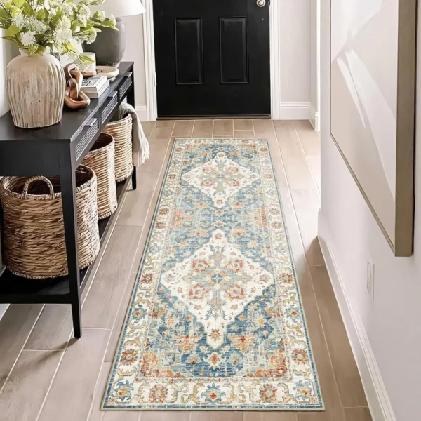 VIKAMA Bohemian-Style Rug Stain-Resistant and Non-Slip Entrance Hallway Doormat Kitchen Corridor Runner Home Decor Rug