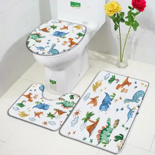 Eco-Friendly Cartoon Bathroom Mat Set - Non-Slip & Stylish