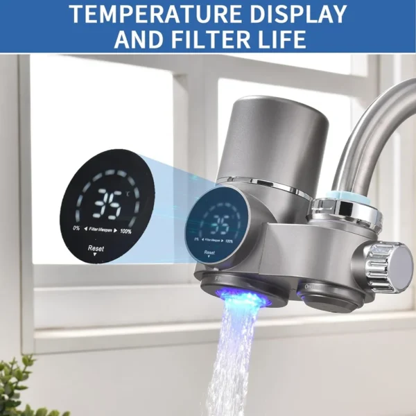 A01M Faucet Water Filter, LED Display Water Purifier to Reduce Lead, Chlorine & Heavy Metals, Sink Water Filter