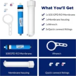 100 GPD RO Membrane, with Housing, Replacement for Drinking RO Water Filter, Wrench,1/4" Quick-Connect Fittings,Check Valve - Image 6