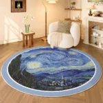 Round Rug Living Room Carpet Soft Bedroom Bedside Floor Mat Plants Flowers French Retro Anti-slip Carpets Home Ddecoration Tapis - Image 4