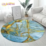 Chic Modern Round Striped Rug: Washable Velvet Comfort! - Image 2