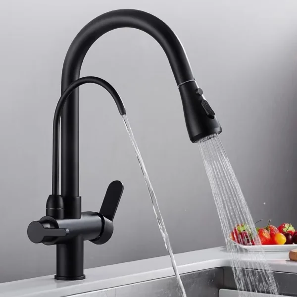 Brass Pull-Out Filter Faucet: Hot/Cold, 5-Stage Direct Pure Water!