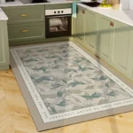 Rug for Kitchen Vinyl Carpet Pvc Waterproof Leather Floor Mat Large Pink Flower Floral Pastoral Style Home Decoration Rugs - Image 2