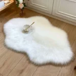 White Cloud Soft Fluffy Faux Fur Rug Plus for Bedroom Luxury Shaggy Anti-slip Floor Irregular Shape Mat Home Decoration - Image 3
