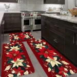 VIKAMA 1pc/2pc Christmas Festival Kitchen Rug Christmas Tree Entrance Hall Carpet Bathroom, Corridor Floor Mat Home Decoration - Image 4