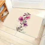 Serene Watercolor Purple Floral Doormat, Anti-Slip Floor Mat, Home Entrance Artistic Elegant Aesthetic Gift - Image 3