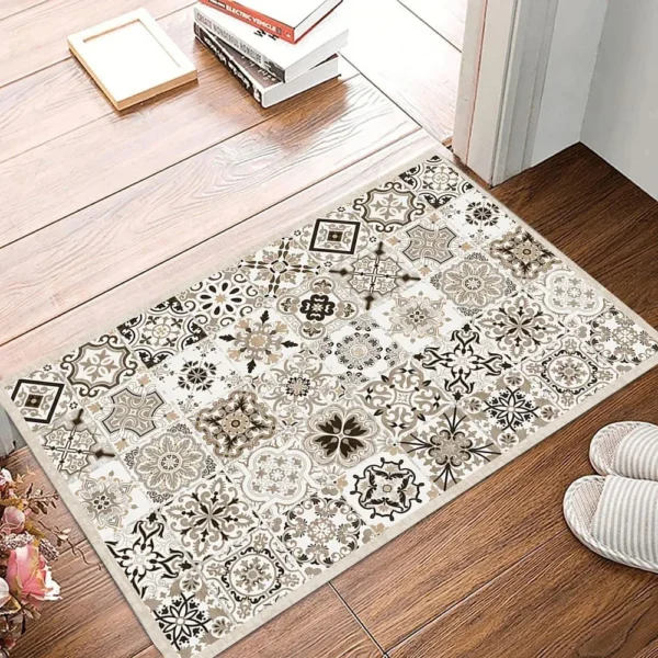 VIKAMA Flannel Carpet BOHO Persian Vintage Entry Door Mat Entryway Rug Small Rug Non-slip Washable Dirty Resistant Home Decor