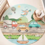 Airplane Children's Hot Air Balloon Kids Rug for Living Room Baby Girl Room Kids Playroom Mat Bedroom Rug Nursery Sofa Rug - Image 3