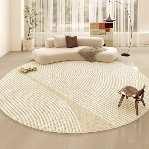 Indulge in Plush Comfort! Modern Round Striped Living Room Rug