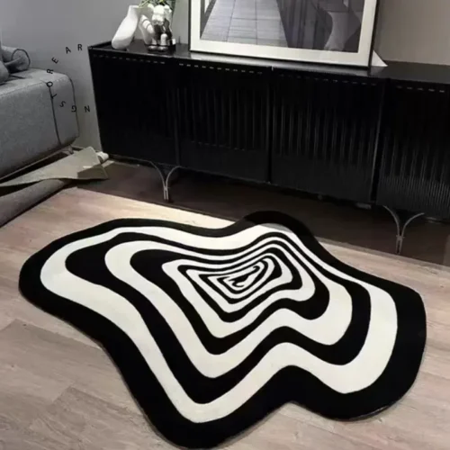 High-Density Striped Polyester Rug: Non-Slip, Easy Clean Home
