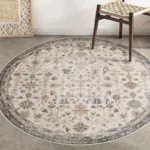 VIKAMA Bohemian Retro Round Loop-Pile Carpet - Vintage Circular Area Rug for Coffee Table, Sofa & Bedroom Non-Slip Home Deco - Image 4