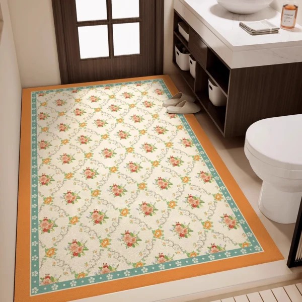 Bathroom Carpet Non-slip Absorbent Quick-drying Floor Mat Diatoma Stain-resistant Floral Pattern Rug Large Size Home Decor Mats