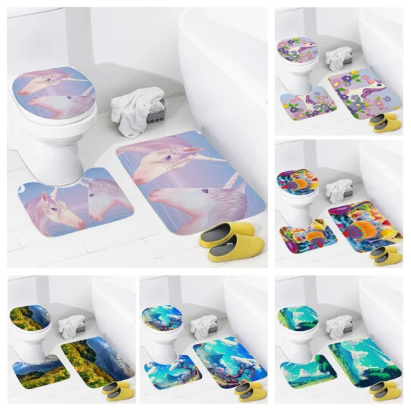 Eco-Friendly 3 pc Bathroom Set - Modern Microfiber Mats