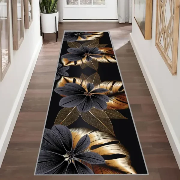 VIKAMA Luxury-Inspired Floral Corridor Carpet Hotel Lobby Entrance Long Rug Living Room Bedroom Side Rug Home Decoration
