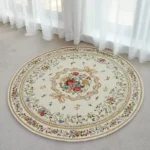 Serene Floral Round Rug: Soft, Washable, Anti-Slip Charm