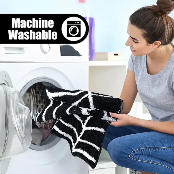Gothic Spider Web Bath Mat - Non-Slip & Machine Washable