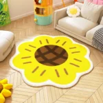 Sunflower Pattern Bedroom Decor Round Carpet Thicken Plush Lounge Mat Fluffy Soft Study Rug Flower Shape Carpets for Living Room - Image 4