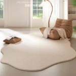 Cream Style Carpets for Living Room Luxury Bedroom Decor Stripe Carpet Irregular Shape Plush Rug Fluffy Soft Washable Thick Mat - Image 2