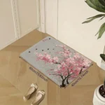 Oriental Cherry Blossom & Butterfly Bath Mat, Zen-Style Bathroom Floor Rug, Non-Slip Absorbent Home Decor Mat - Image 4