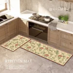 Washable Non-slip Kitchen Rug Pvc Leather Waterproof Anti-slip Floor Mat Long Rugs Oil-proof Foot Mats Pink Flower Home Carpet - Image 3