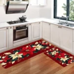 VIKAMA 1pc/2pc Christmas Festival Kitchen Rug Christmas Tree Entrance Hall Carpet Bathroom, Corridor Floor Mat Home Decoration - Image 3