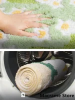 Flower Special-shaped Tufting Rug Carpet Soft Fluffy Tufted Doormat Sofa Area Rug Foot Pad Silicone Anti-skid Back Door Mat - Image 5