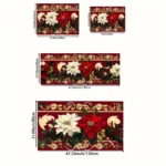 Christmas Poinsettia Floral Kitchen Mat Decor Non-Slip Laundry Room Mats Hallway Balcony Rugs Bedroom Mat Christmas Decorations - Image 6