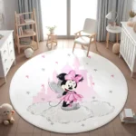 MINISO Pink Minnie Mouse Round Rug for Girls Room Disney Nursery Rug Baby Shower Gift Kids Room Decor Minnie Baby Play Rug - Image 2