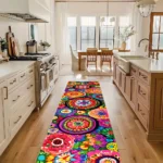 VIKAMA Vintage Flower Rug Bright Colors Kitchen Rug Doormat Welcome Mat Runner Rug Winter Rug For Bedroom Carpet For Live Room