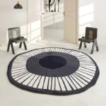 Plush Modern Striped Round Rug - Custom Polyester & Washable! - Image 4