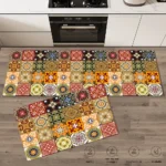 Retro Kitchen Rugs Non-Slip Absorbent Bedroom Luxury Entrance Doormat Washable Anti Fatigue Carpet Long Large Waterproof Mat - Image 3