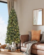 6 FT Slim Christmas Tree - Easy Set-Up, Space-Saving Decor - Image 6