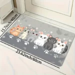 VIKAMA Cute Cartoon Cat Paw Print Carpet Machine Washable Non-Slip Kitchen Bathroom Mat Bedroom Long Rugs Home Decoration - Image 3