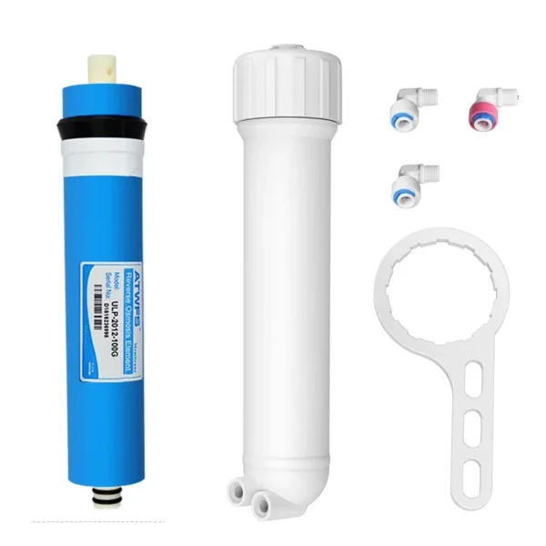 100 GPD RO Membrane, with Housing, Replacement for Drinking RO Water Filter, Wrench,1/4" Quick-Connect Fittings,Check Valve