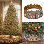 Gingerbread House Christmas Tree Collar with LED Lights - Image 3