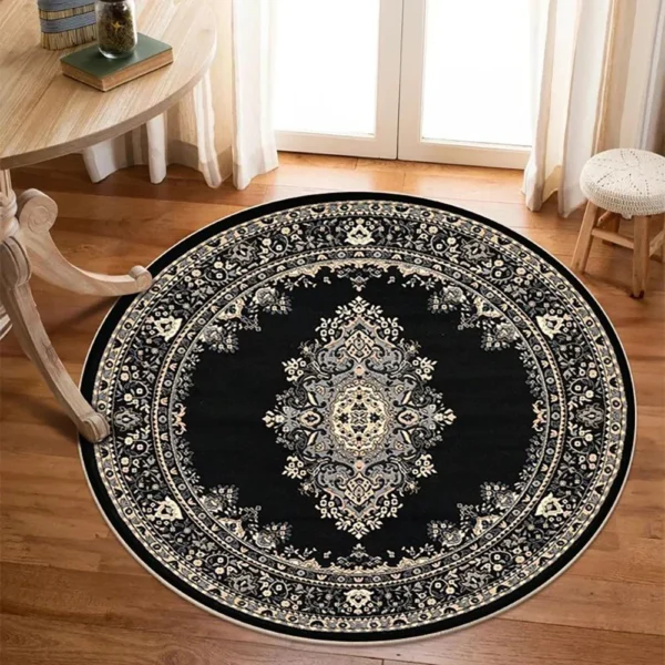 VIKAMA Round Turkish Bohemian Persian Rug Vintage Living Room Sofa Coffee Table Carpet for Bedroom Home Decor