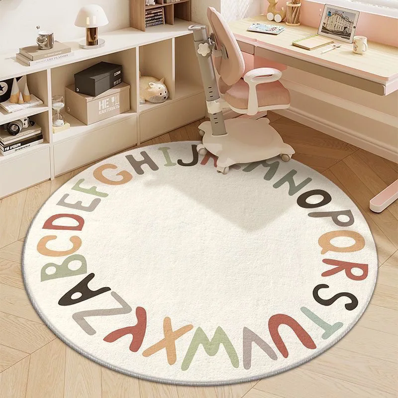Kf-Sbae9F50638294225B11508Df1669235Fd Boost Learning! Kids Safe Alphabet Round Rug, Anti-Slip - Image 1