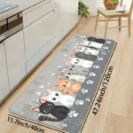 VIKAMA Cute Cartoon Cat Paw Print Carpet Machine Washable Non-Slip Kitchen Bathroom Mat Bedroom Long Rugs Home Decoration