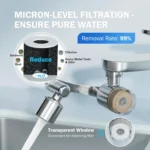 ALTHY Splash-proof Sink Faucet Extender Filter, 1080° Rotating Tap， Activated carbon,&PP cotton replacement filter, - Image 5