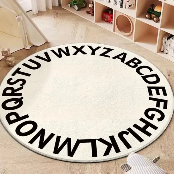 Boost Learning! Kids Safe Alphabet Round Rug, Anti-Slip