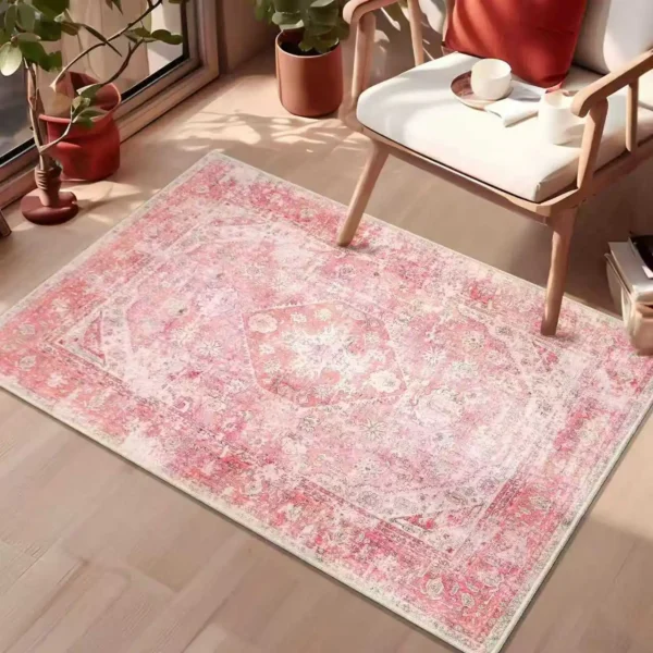 VIKAMA Floral Anti-Slip Carpet for Home & Travel Comfort
