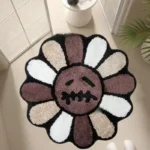 Aesthetic Sunflower Rug Fluffy Thickening Carpet Kawaii Smiling Flower Mat Jack Tufted Carpet Antislip Bathroom Rug Room Decor - Image 4