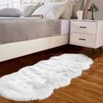 VIKAMA White Faux Sheepskin Fuzzy Fur Rugs for Bedroom Small Machine Washable Fluffy Area Rugs for Living Room Shag Nursery Rug - Image 3
