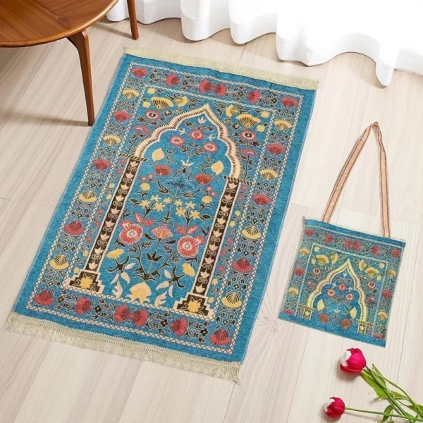 2pcs set Muslims Prayer Rugs With Bag Polyester Portable Blanket Islamic Mat with Tassels Travel Blanket Prayer Mat